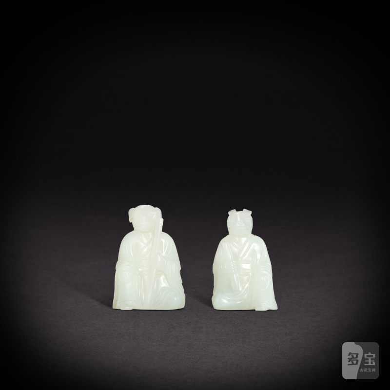Two white jade zodiac figures, Qing dynasty, 18th - 19th century | 清十八至十九世紀 白玉生肖坐像兩件 - 图3